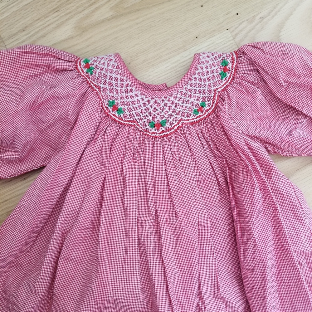 Smocked Christmas Baby Girl Dress